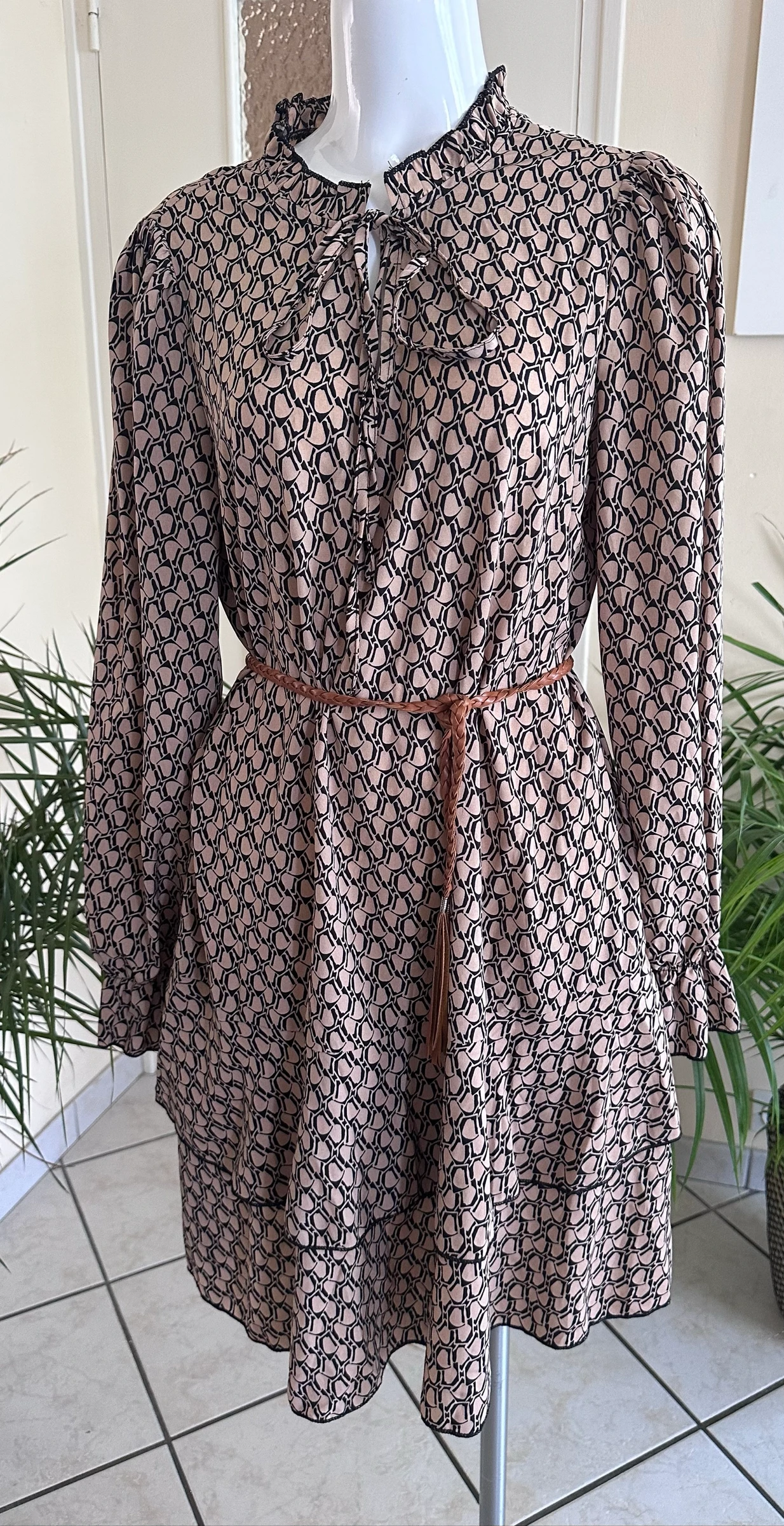 Fluid dress NEW printed black & brown – Size 38/40 – photo 4
